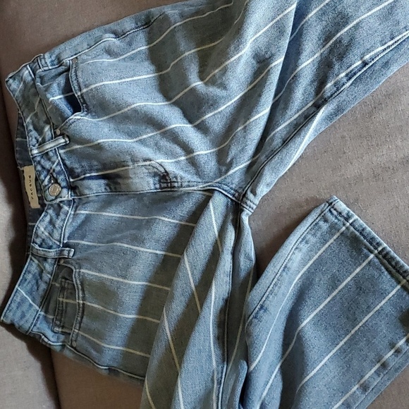 pacsun jeans women’s size 27 blue white Mom jean vertical stripes - Picture 14 of 16